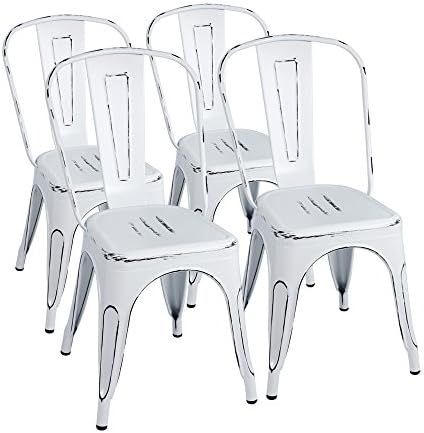 Furmax Metal Chairs Indoor/Outdoor Use Stackable Chic Dining Bistro Cafe Side Chairs Set of 4 (Di... | Amazon (US)