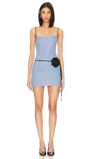 Domino Mini Dress in Blue Tweed | Revolve Clothing (Global)