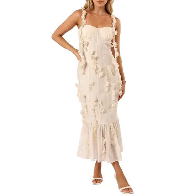 Petal & Pup Posedly Floral Appliqué Dress in Cream at Nordstrom, Size Small | Nordstrom