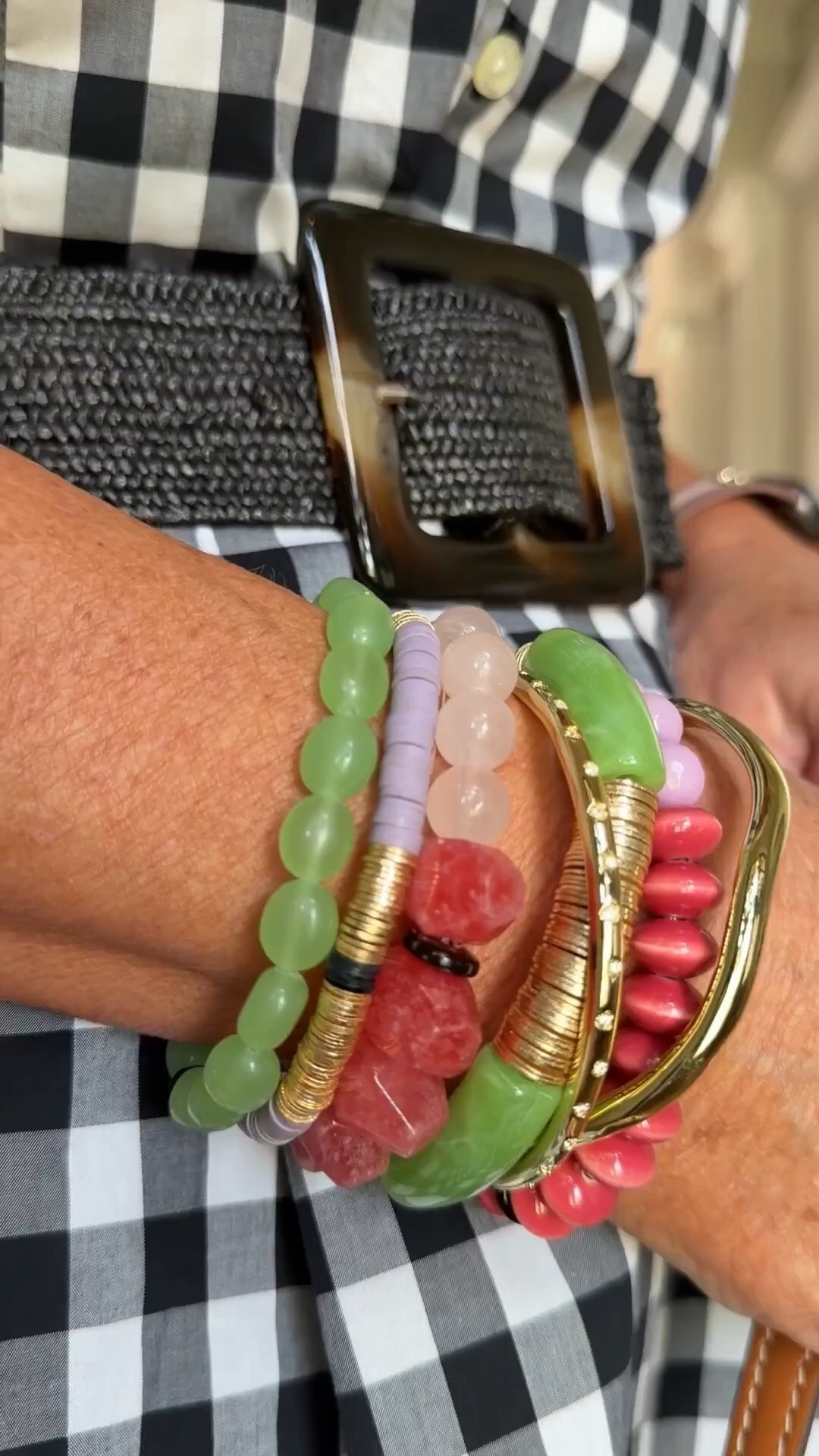 20% off my new bracelet stack code NANETTE20 I get the middle size 
Black gingham dress size 8 petite 
Linking similar belts 

#LTKOver40 #LTKootd #LTKPetite