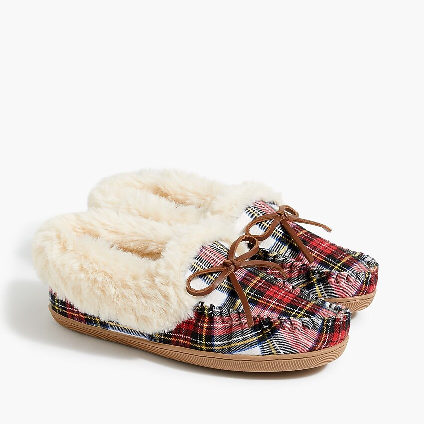 Factory: Tartan Plaid Faux-shearling Slippers For Women | J.Crew Factory