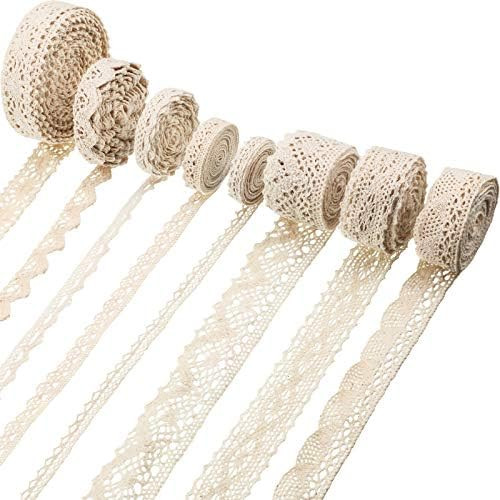 Tatuo 40 Yards Cotton Lace Trim Vintage Ribbon Crochet Cotton Lace Scalloped Edge for Bridal Wedd... | Amazon (US)