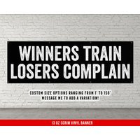 Winners Train Losers Complain Banner - Home Gym Decor Large Quote Wall Art Fitness Training Motivational Weightlifting | Etsy (US)