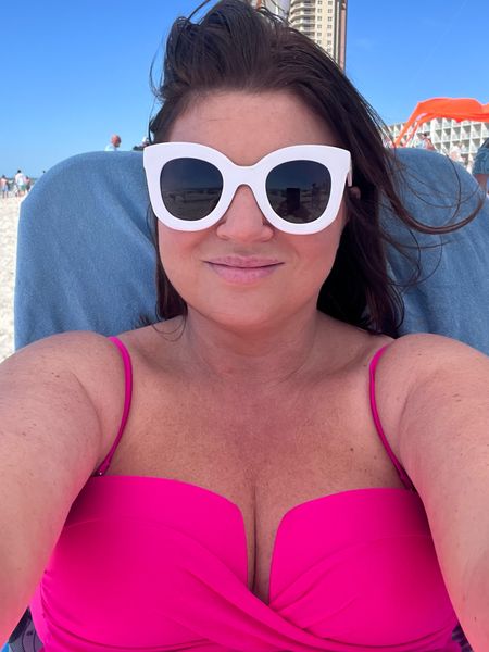 Hot pink mom swimsuit
Wearing L
Great cup support and tummy control

Sunglasses from 30A Mama 
shop.30amama.com

#LTKfamily #LTKover40 #LTKswim
