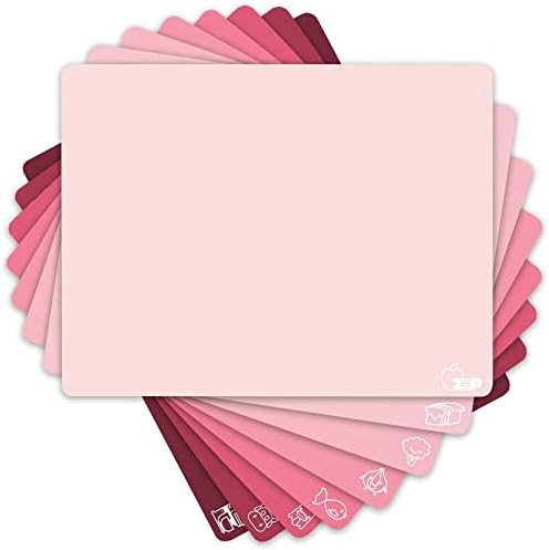 ZVP Plastic Cutting Boards for Kitchen Pink, Flexible Cutting Mats Set of 8, Chopping Boards with... | Amazon (US)
