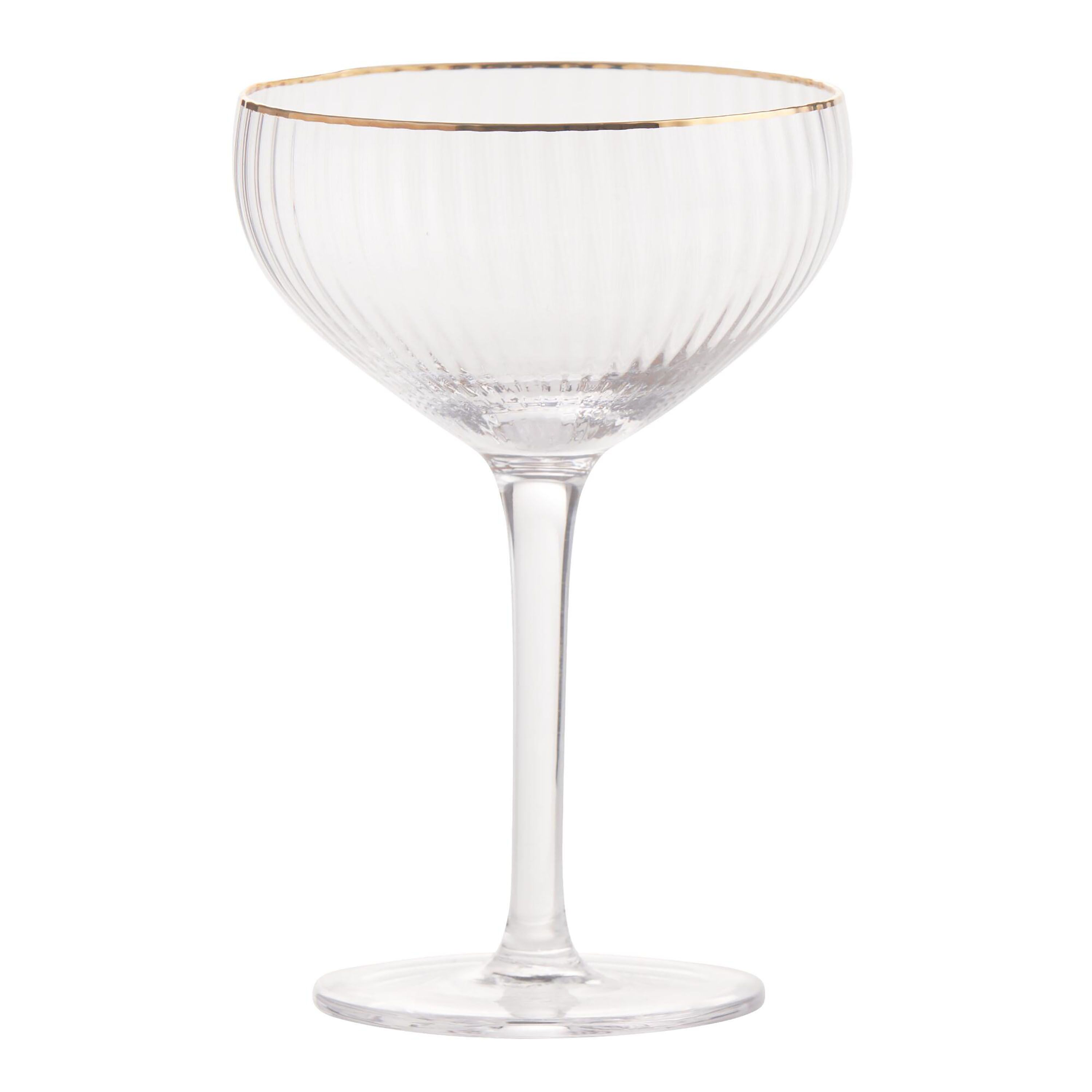 Gold Rim Ribbed Coupe Glass | World Market