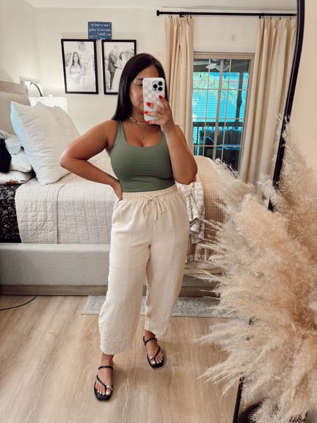 This is the perfect casual look for summer. I love these linen pants from Amazon, I got mine in a size medium. I did a small in the tank which is fuller bust friendly!! bigger bust friendly tank, petite friendly linen pants, casual summer outfit, casual summer look

#LTKFindsUnder50 #LTKStyleTip #LTKSeasonal