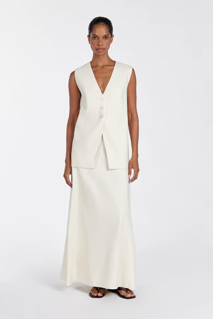 BRAX CREAM LONGLINE VEST | DISSH