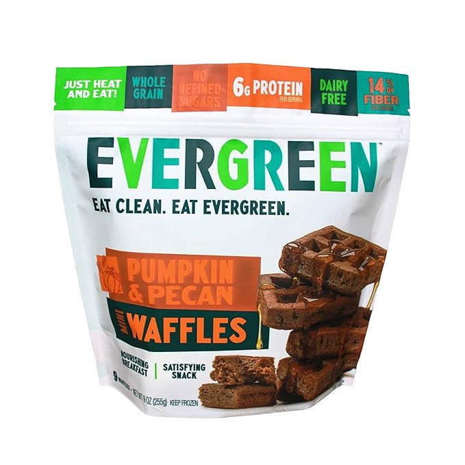 Evergreen Pumpkin and Pecan Waffles, Dairy-Free, Whole Grain, No Artificial Flavors, No Preservat... | Amazon (US)