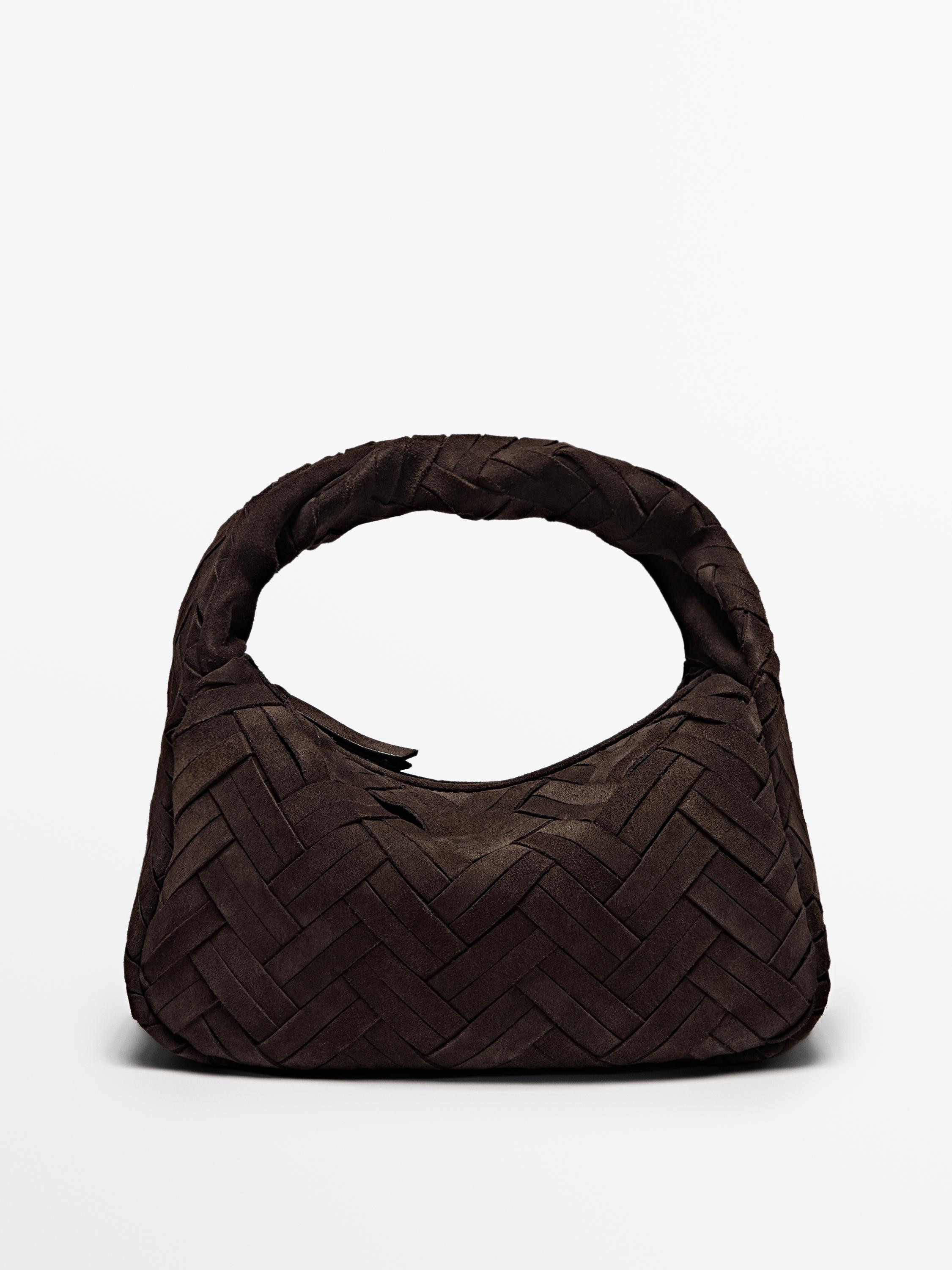 Split suede braided handbag $320.00 | Massimo Dutti US