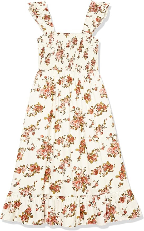 The Drop Women's Kimi Ruffled-Shoulder Smocked Midi Dress | Amazon (US)