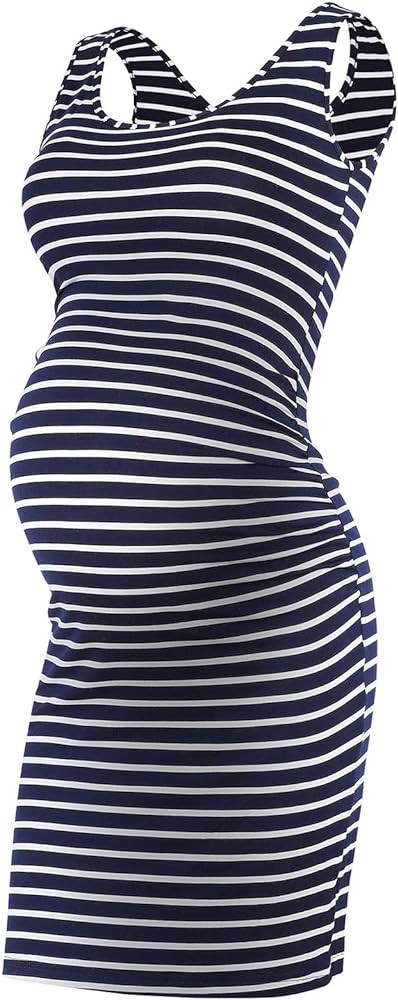 Rnxrbb S-2XL Women Summer Sleeveless Maternity Dress Pregnancy Tank Scoop Neck Mama Clothes Casua... | Amazon (US)