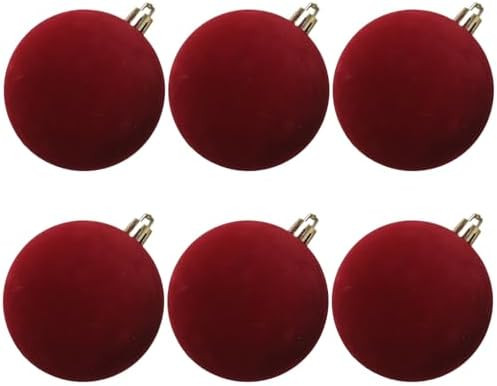 Senjie 4inch Christmas Tree Ornaments Velvet Balls,6pcs Flocked Decoration Balls Ornaments Sets f... | Amazon (US)