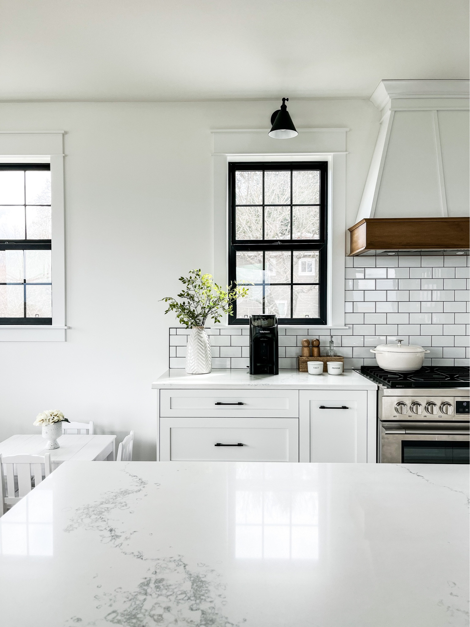 H O M E / modern family farmhouse kitchen 

#wayfair #wayday
neutral | home | decor | baby brezza | solid wood kids table & chairs 