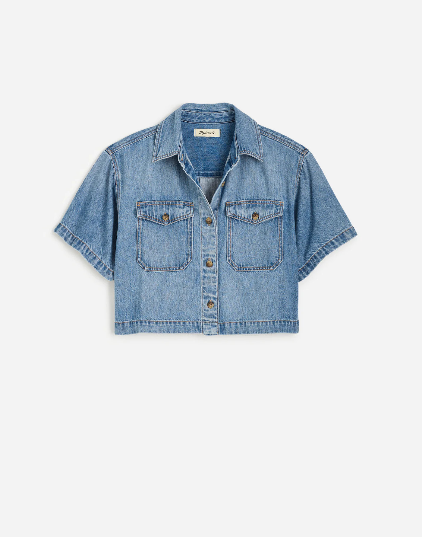 Boxy-Crop Button-Up Shirt: Airy Denim Edition | Madewell