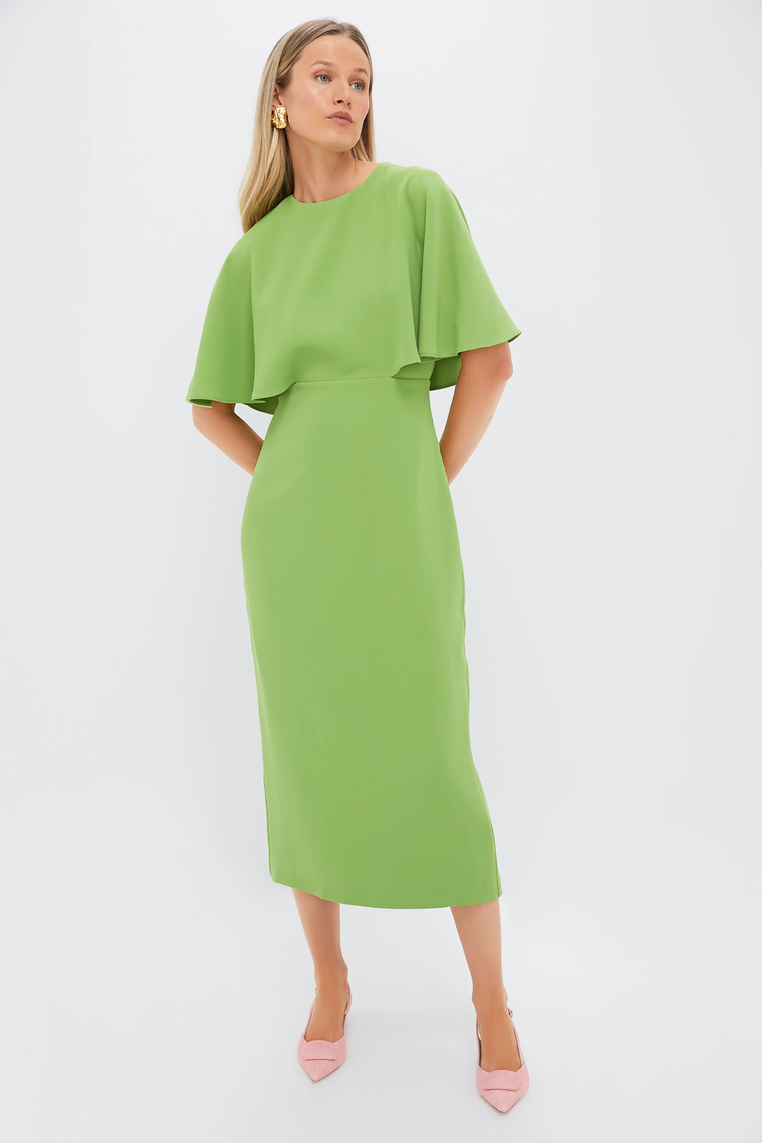 Pistachio Green Cape Leah Dress | Tuckernuck (US)