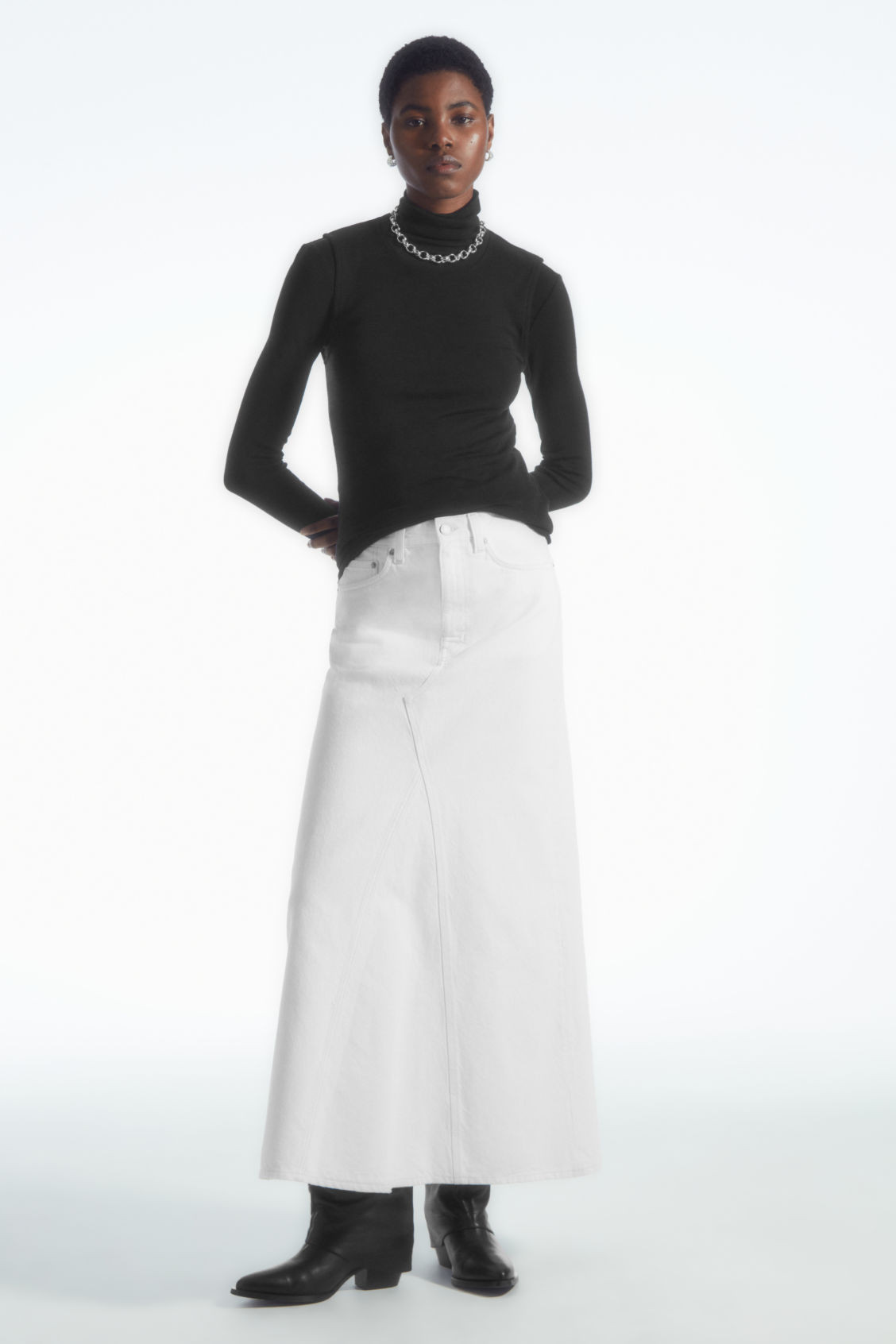 PANELLED DENIM MAXI SKIRT - OFF-WHITE - COS | COS UK
