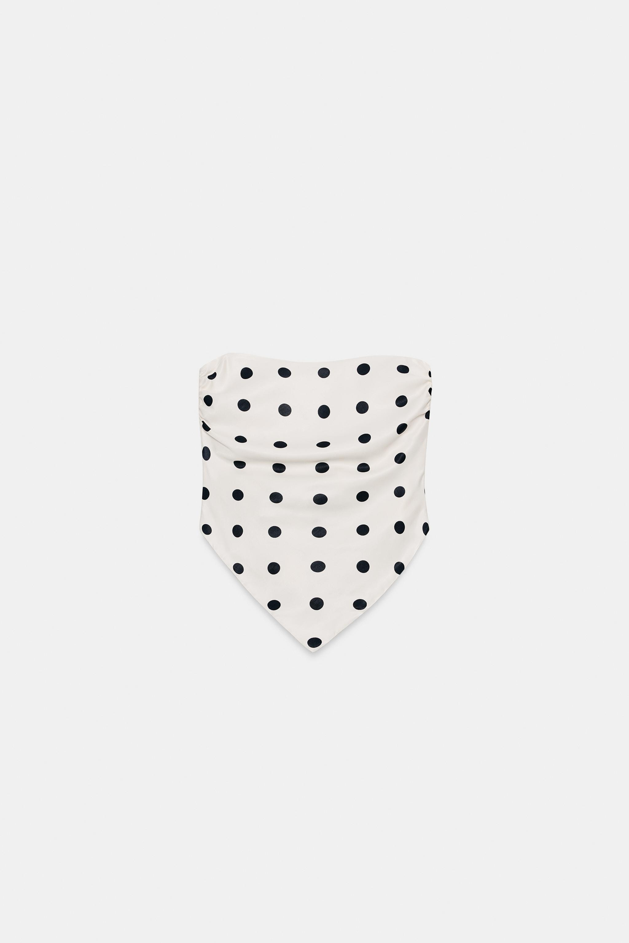 POLKA DOT SATIN BANDEAU TOP WITH TIE | Zara Canada