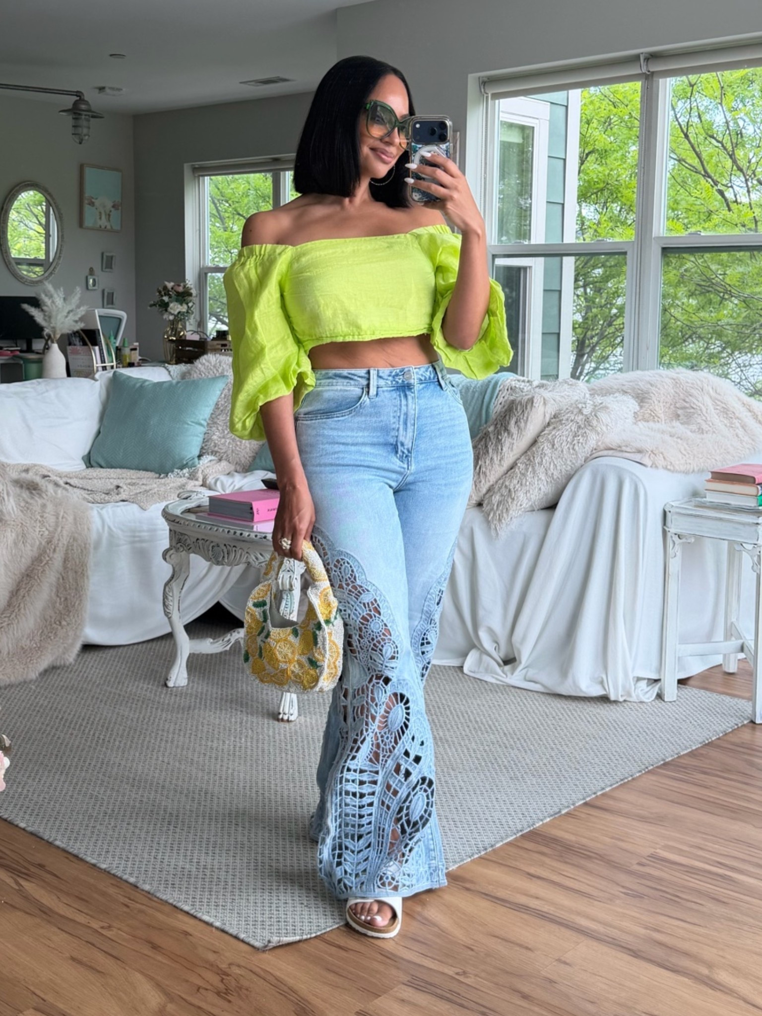 First outfit of the summer 😍🍍🫶🏽 Wore this to an outdoor bar on the harbor for drinks with the girls. LOVE these jeans

#LTKPetite #LTKOver40 #LTKootd