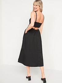 Fit & Flare Sleeveless Cotton-Poplin Smocked-Bodice Midi Dress for Women | Old Navy (US)