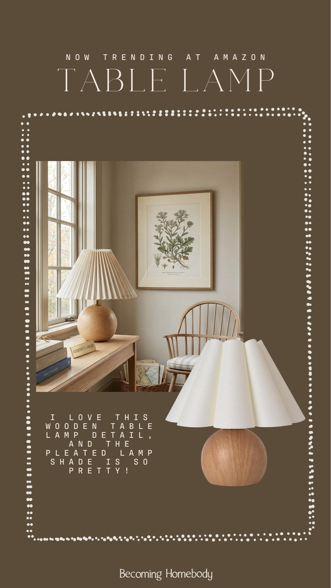 This gorgeous table lamp is so pretty! 🤎 The wooden base is so charming!
