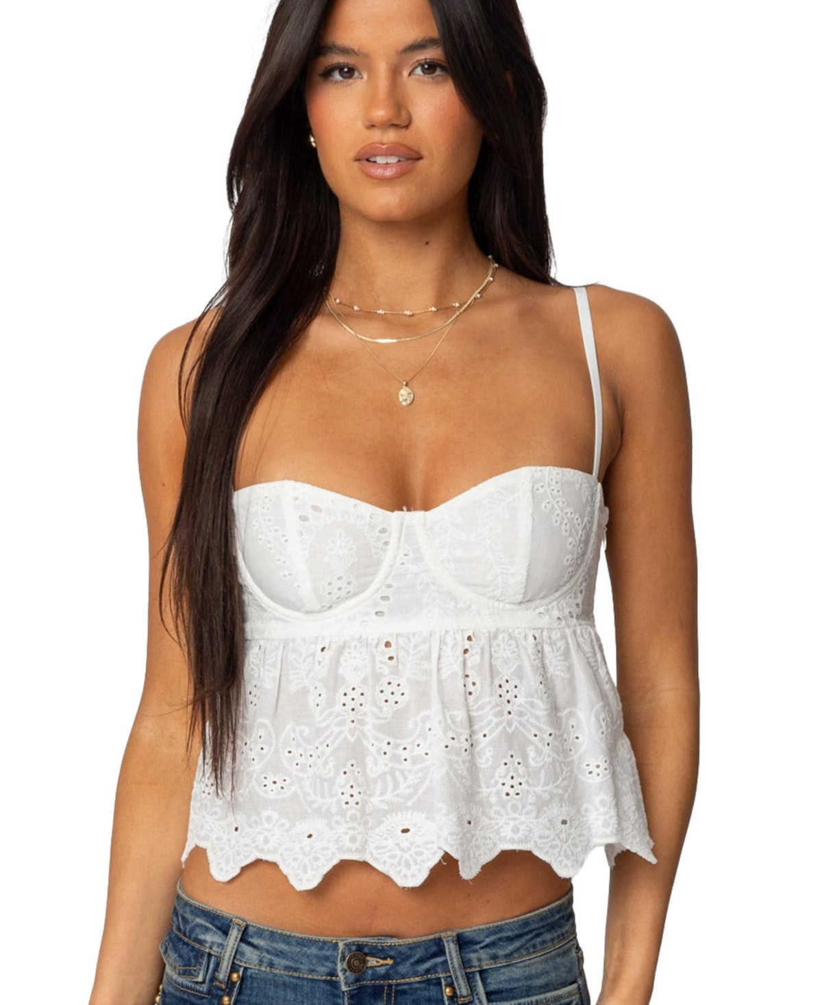 Edikted Womens Emme Eyelet Corset - White | Macy's