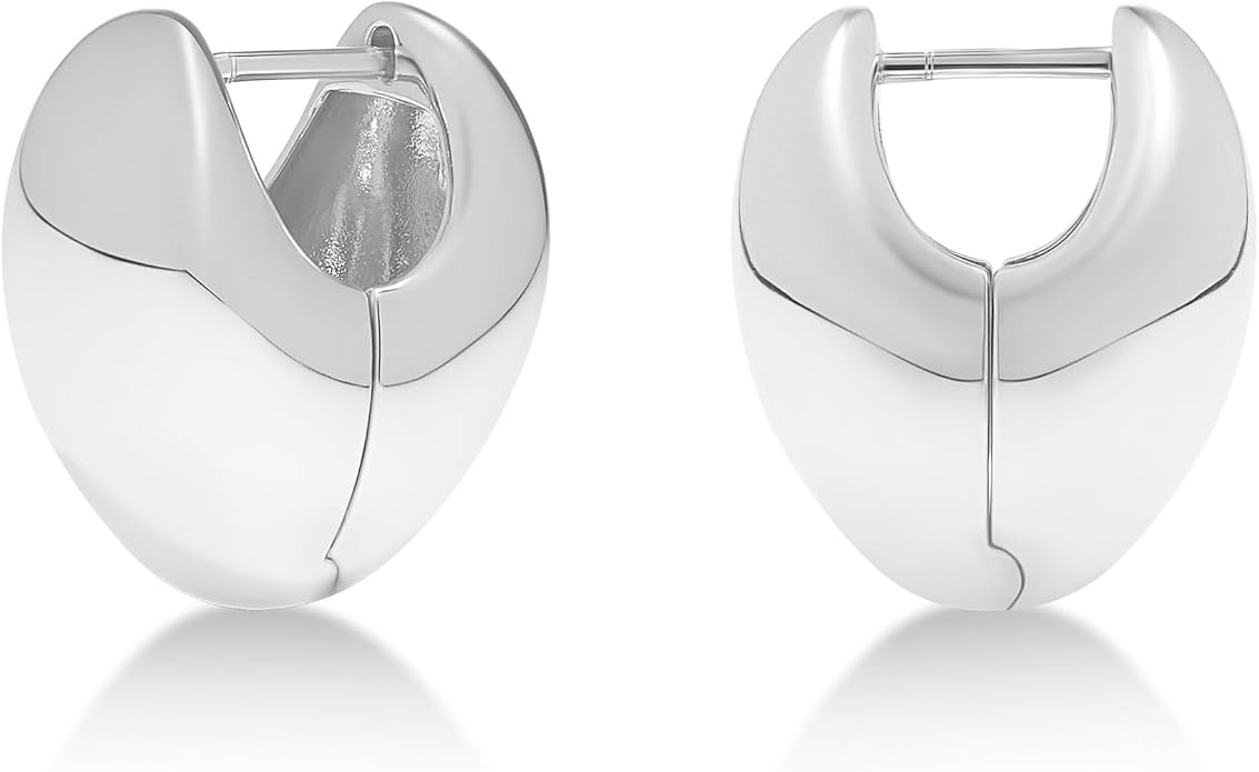 MILLA 14K Gold Plated Hoop Earrings | Small Silver Hoops | Thick Lightweight Chunky Hoop Earrings... | Amazon (US)