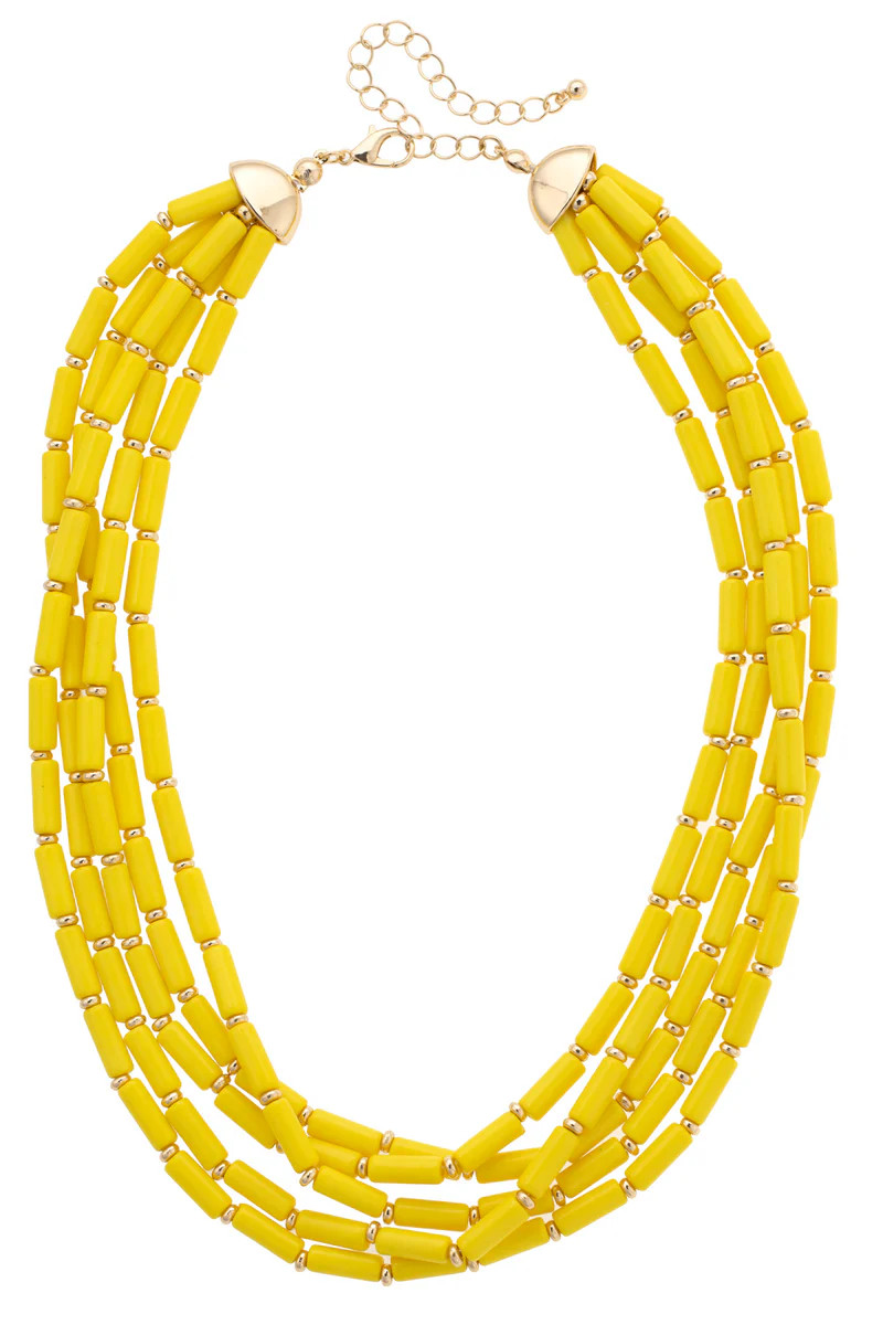 Santorini Multi-Strand Beaded Necklace in Yellow | CANVAS