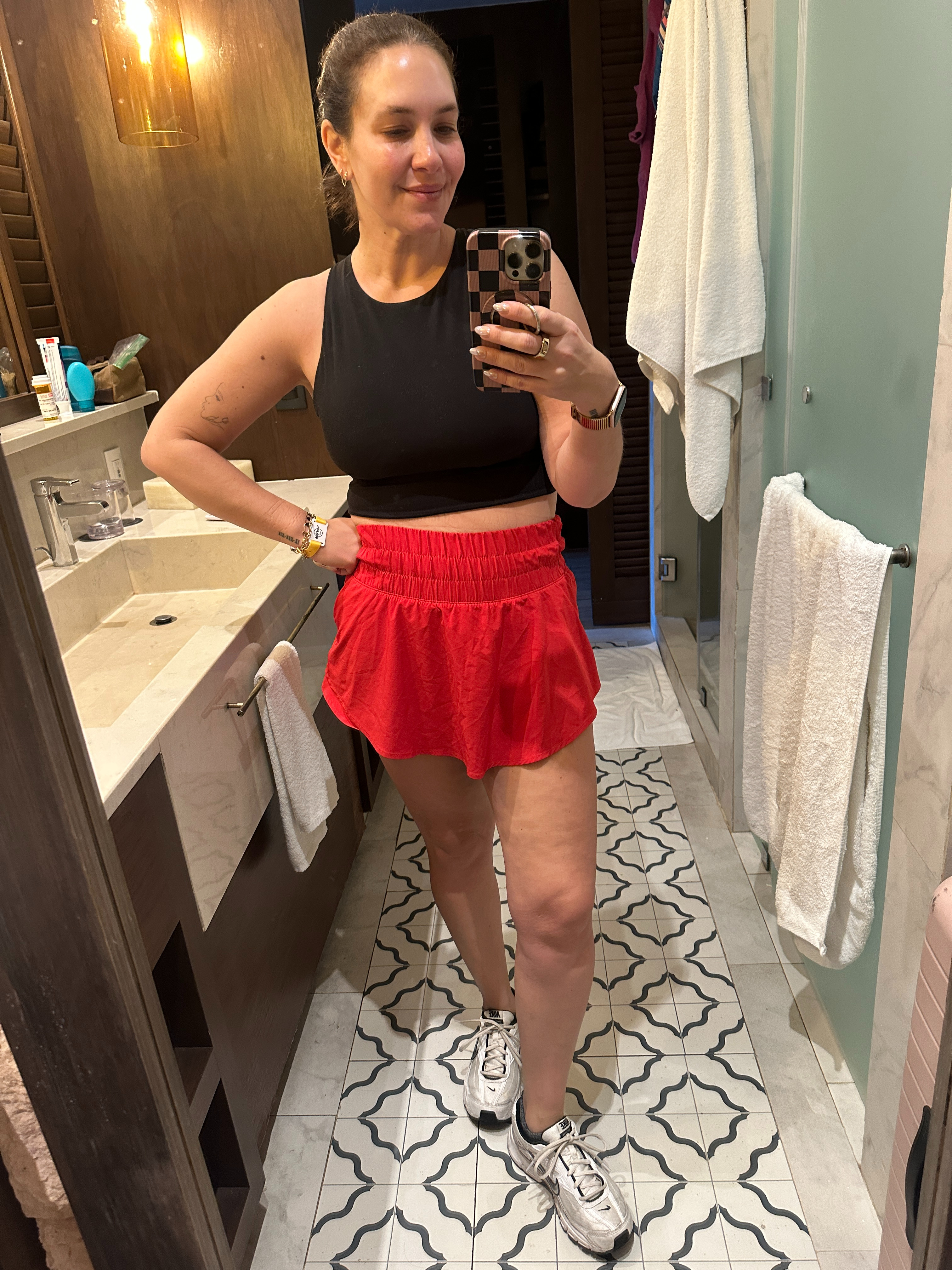 The comfiest skort for working out/my daily walks, along with this cropped sports bra 

 #LTKfitnessgoals #LTKActive #LTKOver40