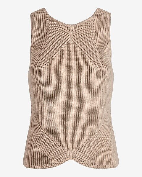 Ribbed High Neck Curved Hem Sweater Tank | Express