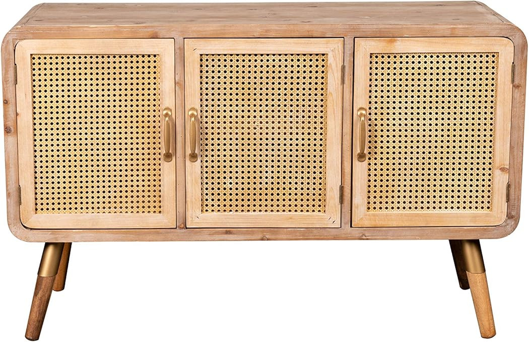 Statements by J Modern Vintage Shia Cane Accent w/3 Doors, 30.5 Inch Tall, Natural Brown and Gold... | Amazon (US)