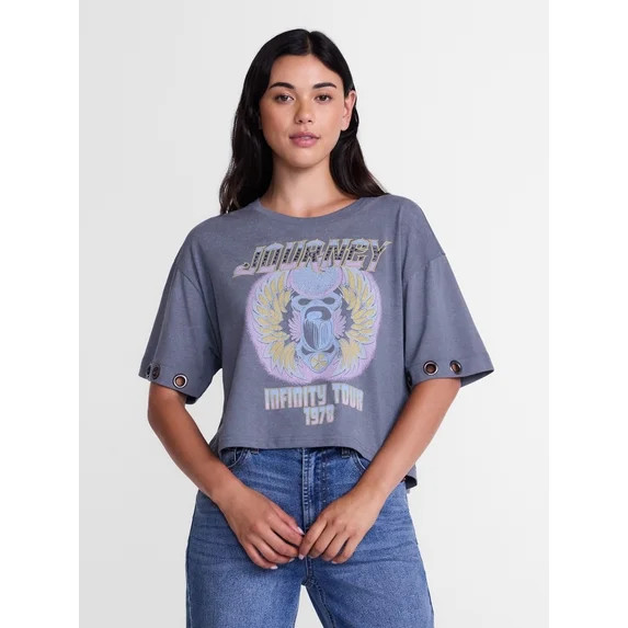 Journey Women's Cropped Front Back Graphic Band Tee, Sizes XXS-4X | Walmart (US)