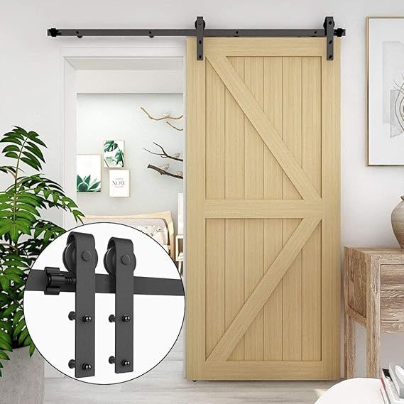 CCJH 4FT Sliding Barn Door Hardware Kit Heavy Duty for Single Wooden Door Max Fit 24'' Wide Door ... | Amazon (US)