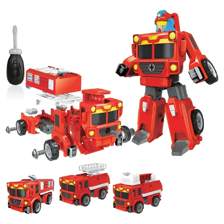 USA Toyz Red Bots Firetruck Vehicle Playset Trucks Toys for Kids Ages 3+ (19 Pieces) | Walmart (US)