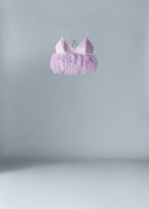 Satin top with feather detail | MANGO (US)