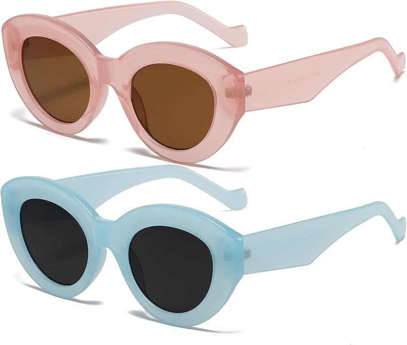 AIEYEZO Oversized Cat Eye Sunglasses for Women Cute Oval Thick Frame Cateye Sun Glasses Chic Retr... | Amazon (US)