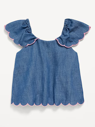 Short-Sleeve Chambray Scallop-Trim Top for Toddler Girls | Old Navy (US)