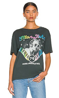 DAYDREAMER Elton John North America Tour 74 Boyfriend Tee in Vintage Black from Revolve.com | Revolve Clothing (Global)