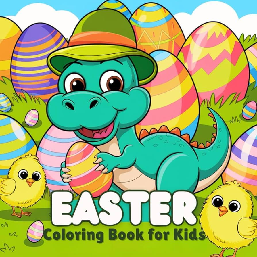 Easter Coloring Book for Kids: Adorable Dinosaurs, Eggs, Festive Baskets for Toddlers 1-3, Childr... | Amazon (US)
