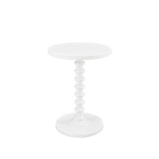 Spencer 17 in. W x 17 in. D x 22.25 in. H White Round Wood End / Side Table | The Home Depot