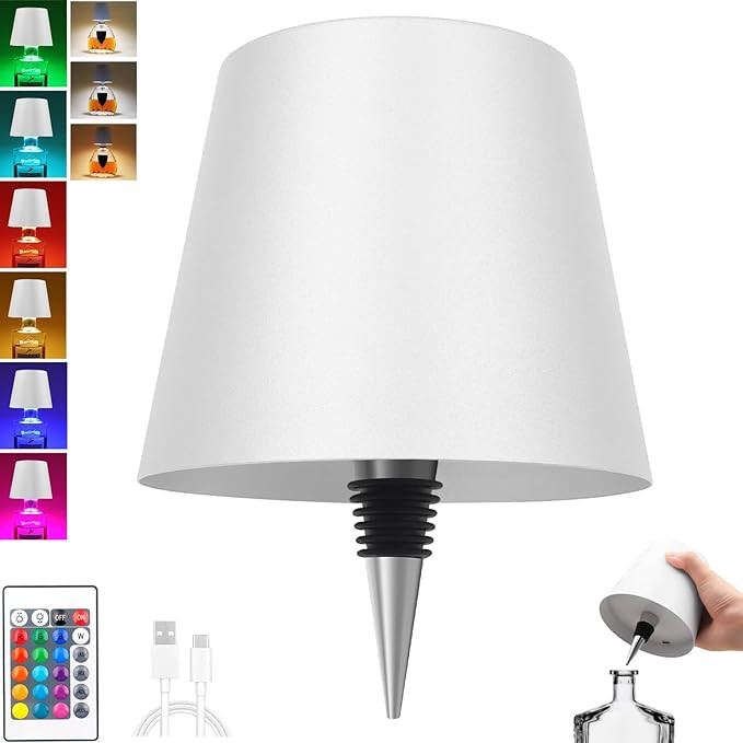 Wireless Bottle Lamp with Remote Control, Rechargeable RGB Wine Bottle with 3Modes Light Dimming,... | Amazon (US)