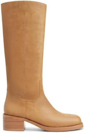 Women's Banana Knee High Boots Square Toe Chunky Block Heel Comfortable Low Heel Pull on Wide Cal... | Amazon (US)