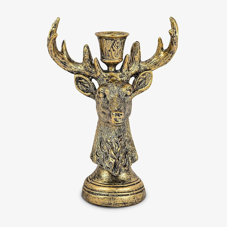 Luminara - Taper Candle Holder - Reindeer - Brass - 5.5" x 8" Classic Stag Head Design Compatible... | Amazon (US)