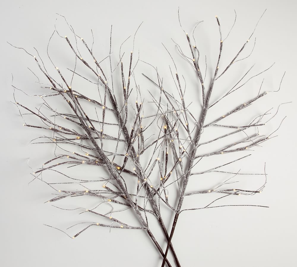 Lit Frosted Twig Branches, Brown, 4 Ft, Set of 3 | Pottery Barn (US)