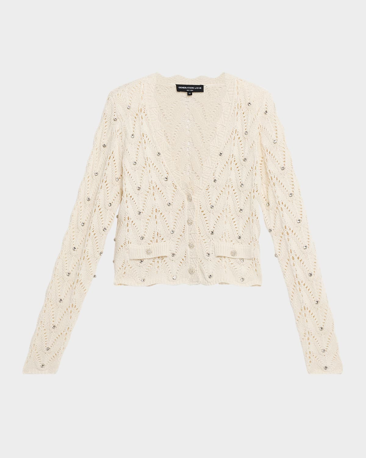 Blake Embellished Pointelle Cardigan | Neiman Marcus