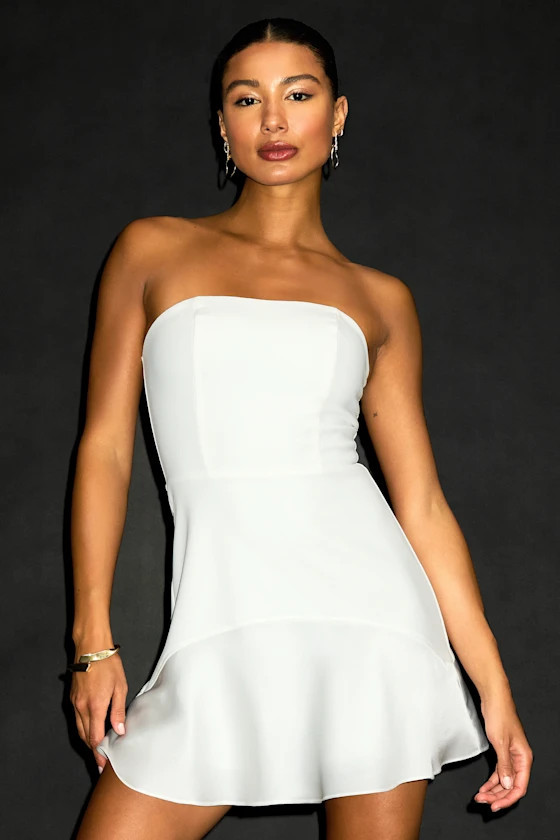Compelling Style White Strapless Mini Dress | Lulus