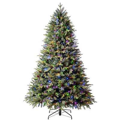 Holiday Living Hayden 7.5-ft Hayden pine Pre-lit Artificial Christmas Tree with Multicolor LED Li... | Lowe's