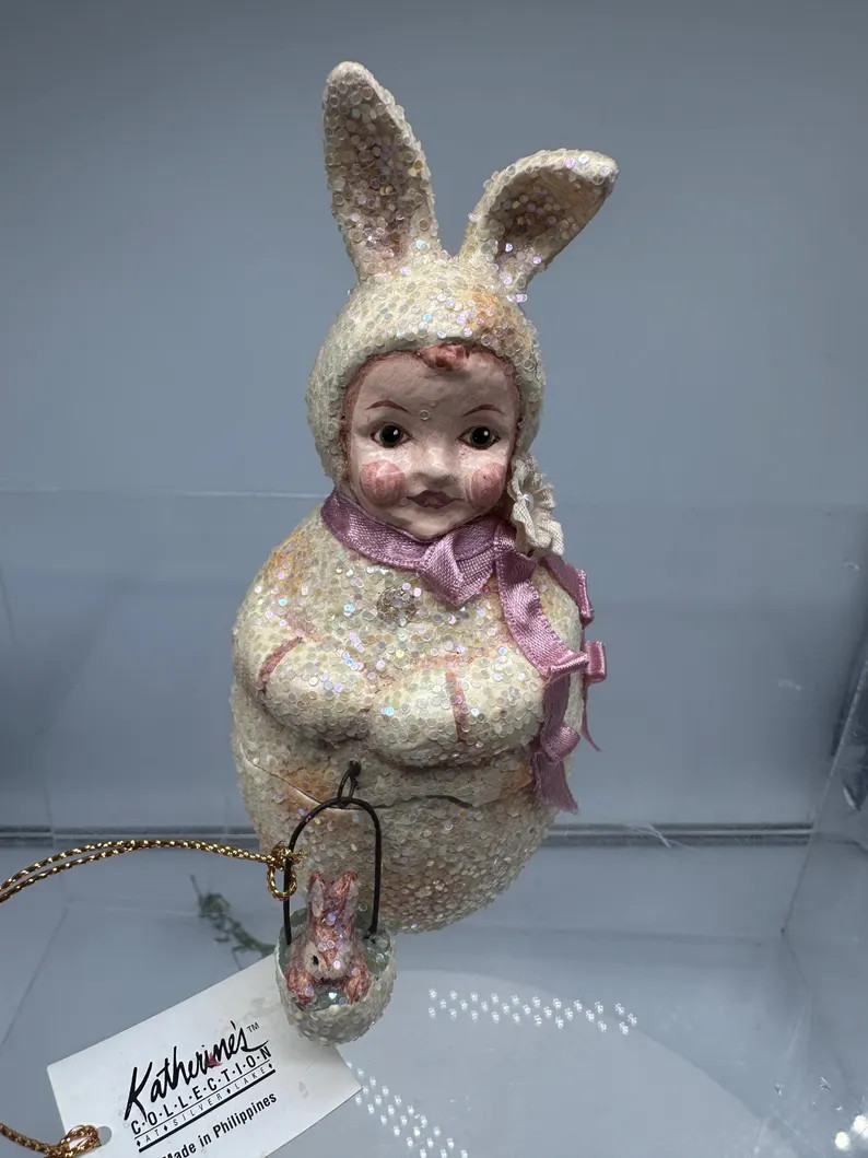 Vintage Easter "Katherine's Collection" Bunny Egg Trinket Figure -Resin Container 5" tall | Etsy (US)
