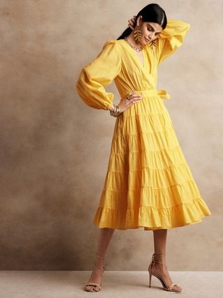 Tiered Midi Wrap Dress | Banana Republic (US)
