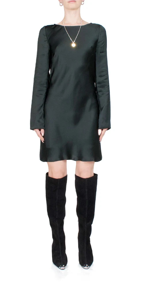 Patrice Black Satin Mini Dress | Maison Rogue